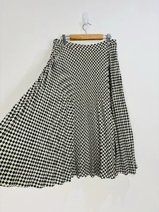 Falda Reiss Mujer Talla 8 Marfil Negra Cuadros Plisada Gasa Columpio Flotante Abigail - Imagen 1 de 9