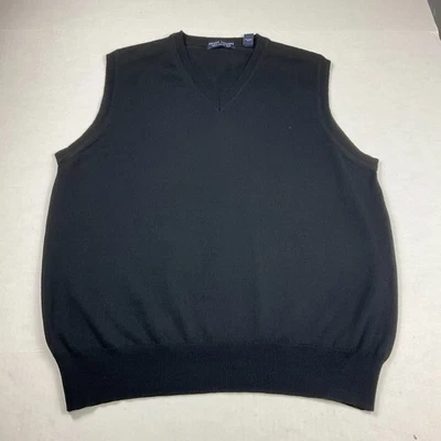 Chaleco Suéter Grant Thomas Para Hombres Negro Mediano Italiano Lana Merino Tejido Clásico Foto 1 de 4