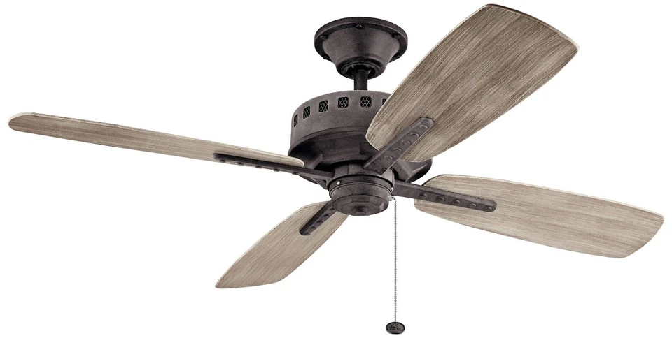 52" Kichler Eads Weathered Zinc Outdoor Pull Chain Patio Ceiling Fan - Image 1 of 1