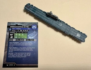 Axis & Allies War At Sea American USS Enterprise (CV 6) 25/64 with Card - Mint - Picture 1 of 2