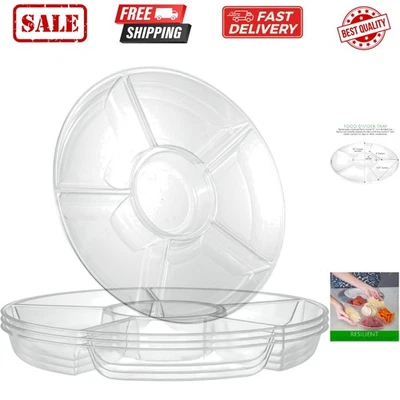 6 bandejas/platos de plástico redondos seccionales transparentes paquete de 2 Foto 1 de 4