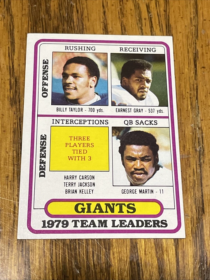1980 Topps - Team Leaders Harry Carson, Terry Jackson, George Martin #94 (RC) - Image 1 of 2