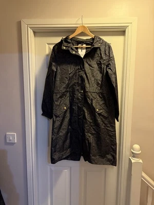 Joules Holkham Black Tonal Waterproof Packable Lined Raincoat UK10 - BNWT RRP£75 - Image 1 of 4