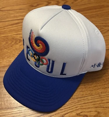 ¡NUEVO CON ETIQUETAS! RARO Sombrero de Patrimonio Olímpico Retro Juegos Olímpicos de Seúl 1988 Bordado Tacto Suave Foto 1 de 4