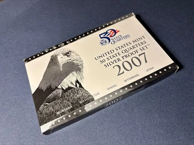 Juego de prueba de plata de 50 cuartos estatales 2007 como nuevo de Estados Unidos (sin abrir) Foto 1 de 2