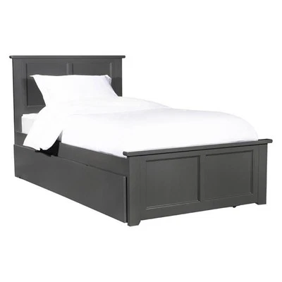 Leo & Lacey TW Platform Bed w Matching FtBoard and Twin Trundle in Gray - Image 1 of 4