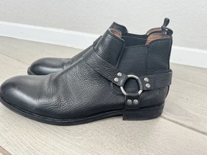 Frye Leather Ankle Harness Boots Black Vintage Style Men’s Size 10 - Picture 1 of 9