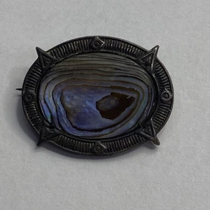 Abalone Shell Sterling Silver Brooch Oval - Picture 1 of 2