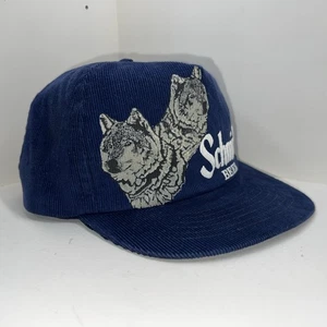 Vintage Schmidt Bier Wolf Trucker Mütze blau Cord Snapback Made USA - Bild 1 von 13