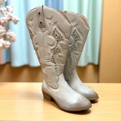 Botas vaqueras occidentales tórridas talla 8,5 WW ancho ancho piedra tachonadas cuero sintético Foto 1 de 4