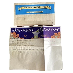 1940 Western Union Telegram Birthday Greeting Happy Birthday With All My Love - Picture 1 of 5