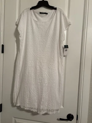 Vestido Ralph Lauren Nuevo con Etiquetas Blanco Encaje Patrón Azteca Algodón - TALLA XL Foto 1 de 4