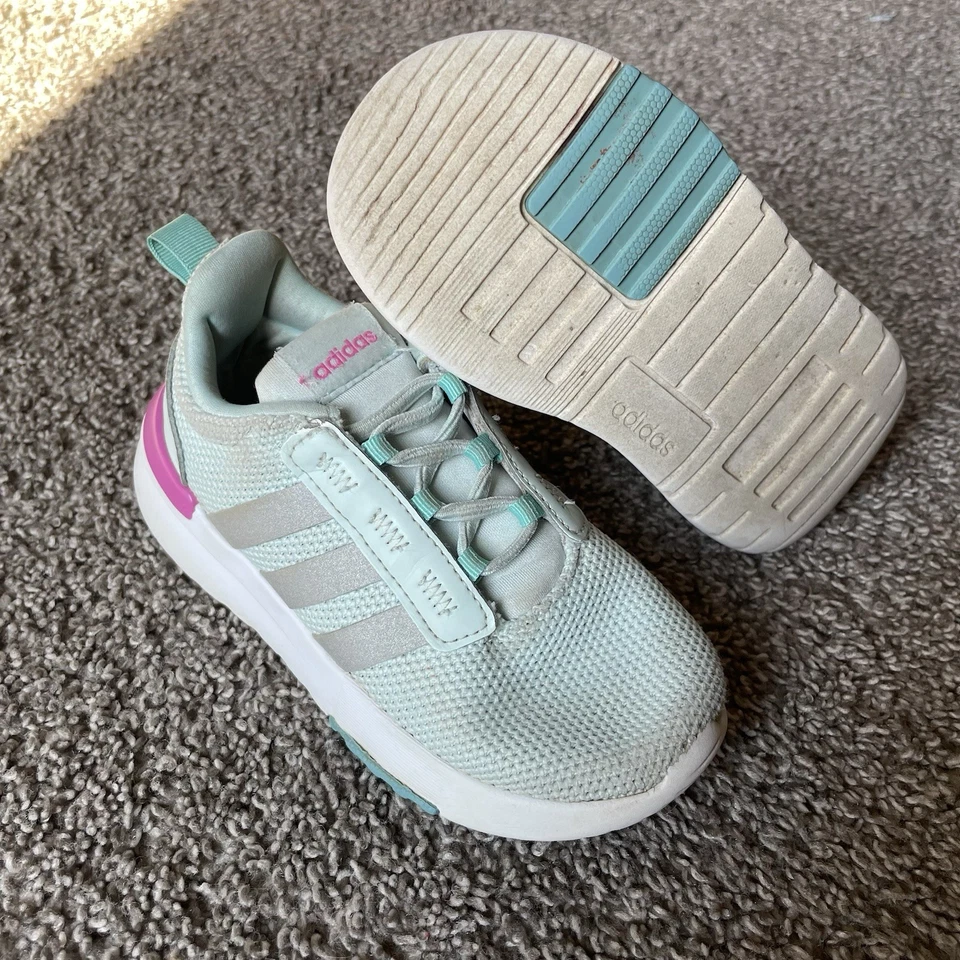 Adidas Niñas Pequeñas 9K Lite Corredor Verde Azulado Rosa Sin Corbata Tenis Zapatos sin Cordones Foto 1 de 4