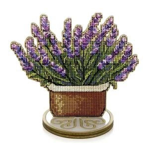 DIY Holz Kreuzstich Stickset - "Lavendel" Blumen Basteln Geschenk - Bild 1 von 11