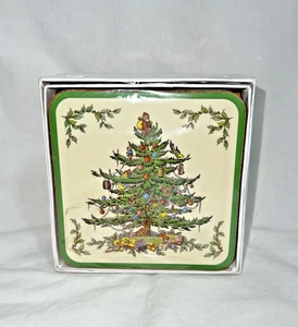 1990er Spode Christmas Tree Set mit 6 Untersetzern - Brandneu Versiegelt in OVP - Bild 1 von 4