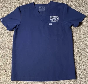 Figs Scrub Top Adult Medium Technical Collection V Neck Blue Nursing Medtronic - Picture 1 of 8