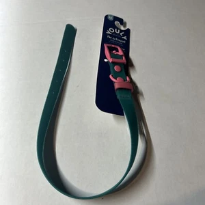 YOULY the Extrovert Color Block Teal & Pink Dog Collar, M