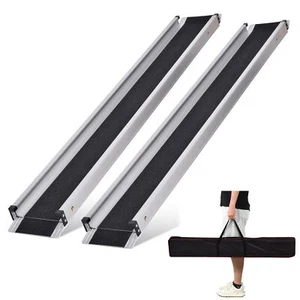 4-8ft Folding Aluminum Wheelchair Ramp Portable Mobility Scooter Non-Slip 660LBS - Picture 1 of 12