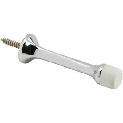 4, NEW POLISHED CHROME  3-1/8" RIGID BASE DOOR STOP with Rubber Tip IVES-61MB26 - Image 1 of 4