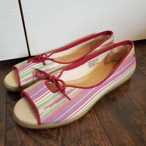 Ugg Marleigh Serape Espadrille Size 10 PeepToe Canvas Sandals Women Flat - Picture 1 of 8