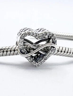 Unendlichkeit Liebe Herz Charm Bead Endlose Liebe Echt 925 Sterling Silber 💖 - Bild 1 von 4