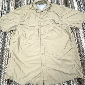 North Face Shirt Men XL Khaki Tan Button Up Camping Safari Outdoors Performance - Picture 1 of 8