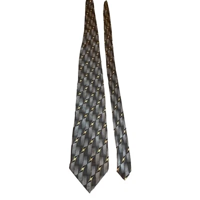 Corbata de seda para hombre Kilburne And Finch negra gris dorada trabajo geométrico regalo papá Foto 1 de 4