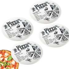 SET 4 PIATTI PIZZA NAPOLI MARGHERITA 33 CM TONDO CERAMICA DECORO TAVOLA CUCINA