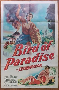 1951 original Bird Of Paradise One Sheet Movie Poster 27x41 Louis Jourdan Paget - Picture 1 of 13