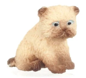 Maison de Poupées Siamois Marron Persan Chaton Assis Miniature Animal Chat 1:12 - Photo 1/8