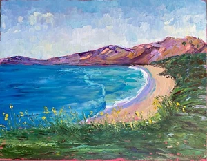 ORIGINAL Point Dume Malibu Decor Oil Painting California Impressionism 14 x18 - Picture 1 of 15