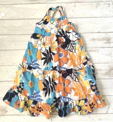 Vestido Solero de Verano Gymboree Talla 9 Niñas Estampado Floral Naranja Azul Niños Foto 1 de 4