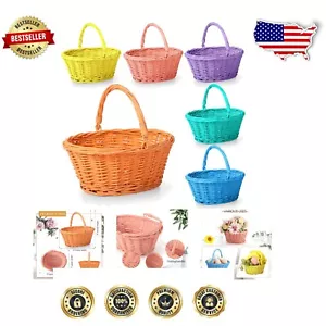 Lightweight Wicker Flower Baskets in Colorful Set of 6 - Perfect for Events - Picture 1 of 8