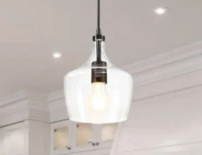 Mini colgante FAYMART Alfa 1 luz negro mate con pantalla de vidrio transparente Foto 1 de 4