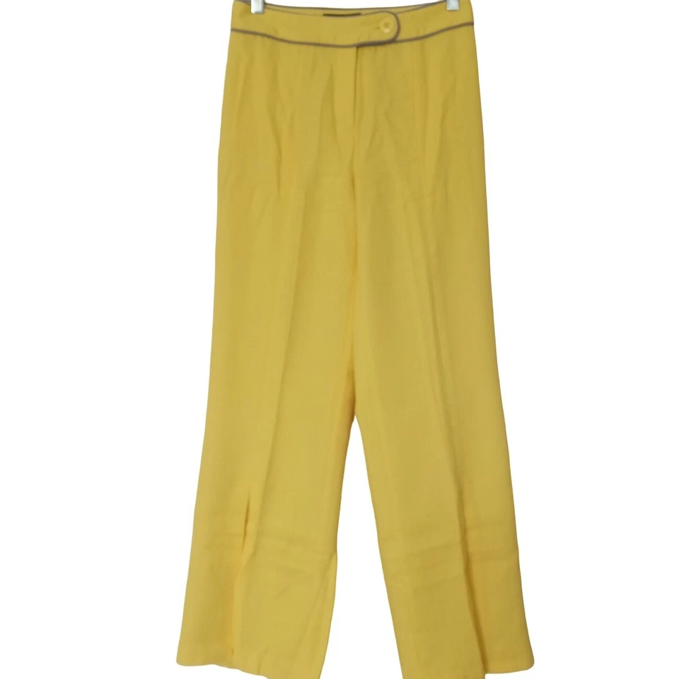 Metro стиль винтажный 90-х женщин желтый серый платье брюки размер 6 ретро текстурированный средний подъем - Изображение 1 из 4