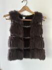 BCBG Max Azria Rabbit Fur Wool Knit Vest Womens XS Dark Brown