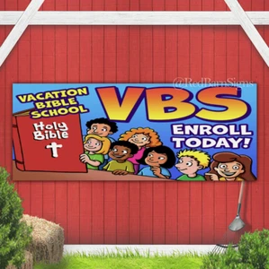 VBS Vacation Bible School Enroll Today indoor outdoor banner sign - Picture 1 of 1
