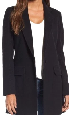 Chaqueta larga James Perse para mujer talla 1 negra cuello muesca polar cepillado pequeña Foto 1 de 4