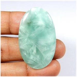 Sky Blue Larimar Pattern Hemimorphite Cabochon Gemstone Oval Shape 43 Cts #10321 - Picture 1 of 7