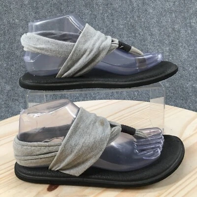 Sandalias Sanuk Para Mujer 7 Estera de Yoga Eslinga Chanclas Cómodas Tela Gris Sin Cordones Foto 1 de 4