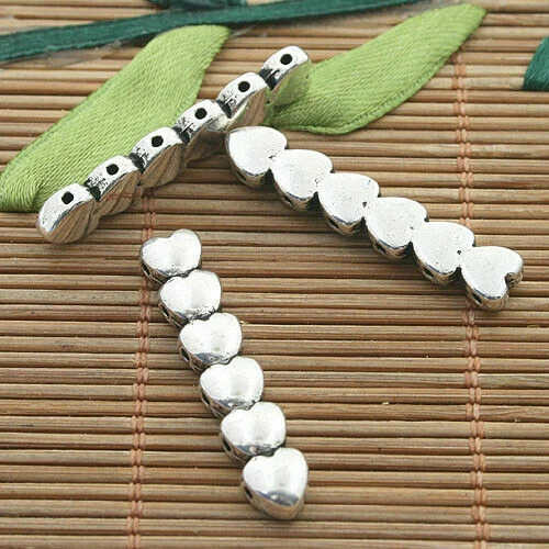 16pcs Tibetan Silver Color 6holes Hearts Bar Shape Spacer Beads 32x6mm H3211 - Image 1 of 1