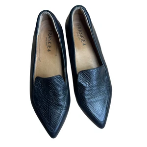 Mocasines planos Frankie4 Faye de cuero negro talla 10 punta cómoda trabajo - Imagen 1 de 12