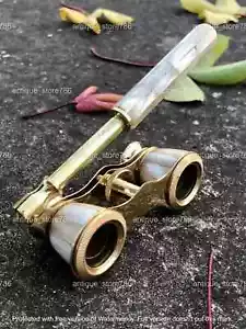 Vintage Brass Opera Glasses Mother of Pearl & Handle Brass Fittings France - Picture 1 of 6