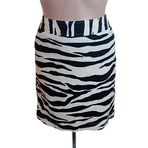 Vintage Y2K Merona Zebra Print Skirt Stretch Career Party Business Casual 10 - Bild 1 von 16