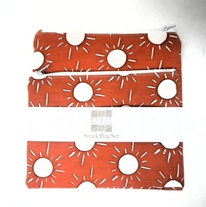 Batik Boutique Handmade Reusable Snack Bag Set in Burnt Orange Sunshine - Picture 1 of 2