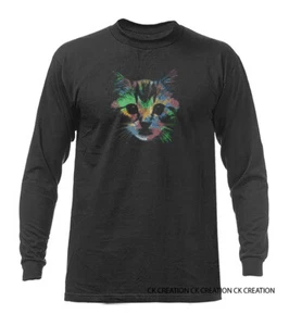 Gatito Carato Gato Animal Mascota Divertida Broma Humor Humor Manga Larga - Imagen 1 de 4
