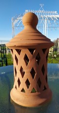 PORTA CANDELA LANTERNA IN TERRACOTTA DA GIARDINO, ESTERNO - ARTIGIANALE h 40 cm