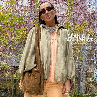 ZARA WOMAN SS25 NWT LIGHT KHAKI PUFFED BOMBER JACKET ZW COLLECTION 2814/404/506