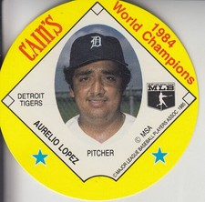 1985 Detroit Tigers Tigers Cain's Discs Baseball Card #13 Aurelio Lopez