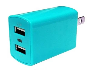 2.1Amp Strong Dual USB Wall Home Travel Charger Accessory Blue for Cell Phones - Picture 1 of 3